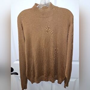 A Jos.A.Bank men's 100% silk long sleeve Camel Color sweater in an XL.